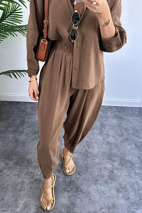 ست بالاتنه و پائین تنه قهوه ای زنانه بافتنی Suzi - کد 932544623