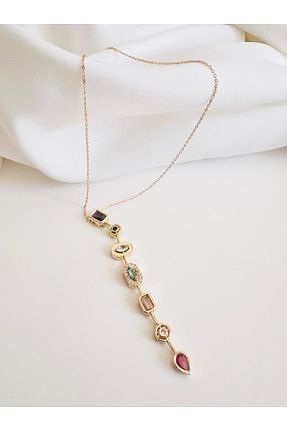 گردنبند جواهر متالیک زنانه زیرکن DEVİ fashion - کد 932556474