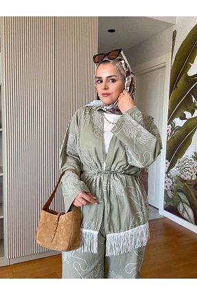 ست بالاتنه و پائین تنه حجاب سبز رگولار Aselim Hijap Moda - کد 932586313