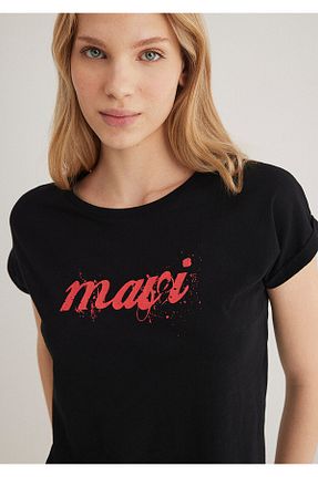تیشرت مشکی زنانه یقه دوچرخه Mavi - کد 6886060