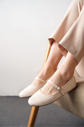 بابت بژ زنانه چرم مصنوعی CİMİLİ SHOES - کد 932595565