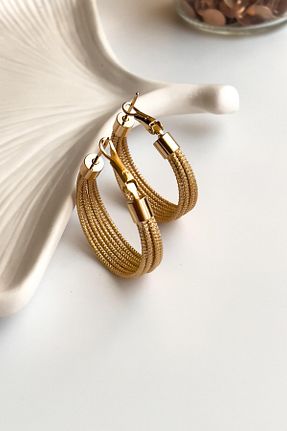 گوشواره استیل (فولاد) زرد زنانه استیل ضد زنگ Radino Collection - کد 929073397