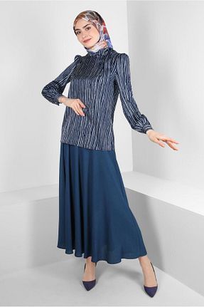 بلوز حجاب سرمه ای زنانه رگولار Alvina - کد 799581217