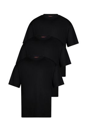 تیشرت مشکی مردانه اورسایز WERRONİ - کد 932632520