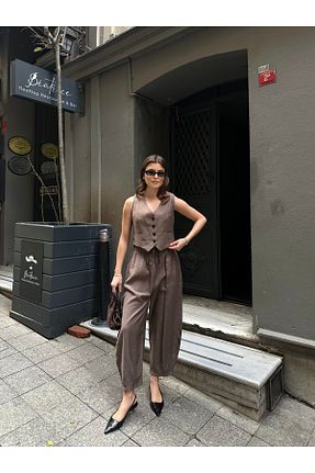 ست بالاتنه و پائین تنه قهوه ای زنانه بافتنی VOLT CLOTHİNG - کد 932651411