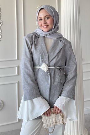 کت طوسی زنانه رگولار InStyle - کد 932652010