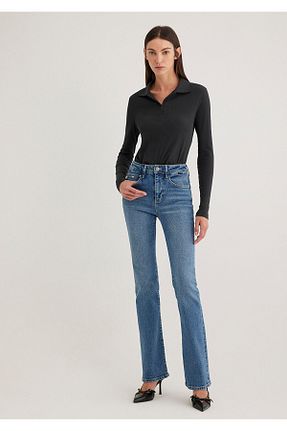 شلوار جین آبی زنانه پاچه اسپانیولی Mavi - کد 895043285
