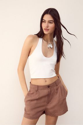 شلوارک و برمودا قهوه ای زنانه رگولار Stradivarius - کد 929606939