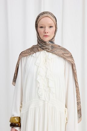 شال بژ زنانه پلی استر cs camellia scarf - کد 932661568