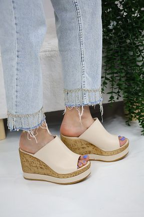 دمپائی بژ زنانه چرم مصنوعی asmi shoes - کد 932667874