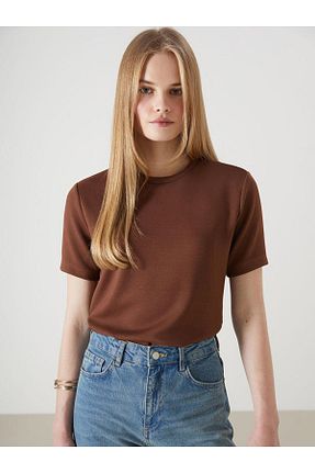 بادی قهوه ای زنانه یقه دوچرخه LC Waikiki - کد 933240948