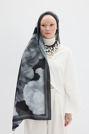 شال مشکی زنانه پنبه ای cs camellia scarf - کد 932661573