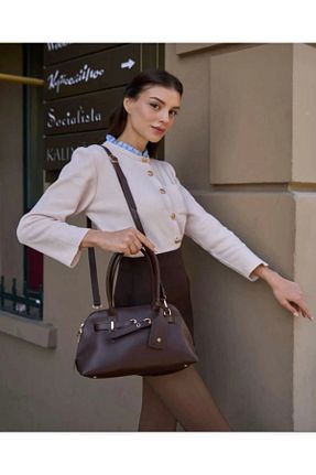 کیف دوشی قهوه ای زنانه چرم مصنوعی BYSELMA - کد 932522441