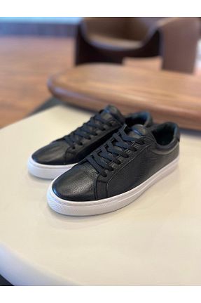 کفش اسنیکر مشکی مردانه چرم اصل Paulo - کد 928068883
