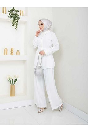 ست بالاتنه و پائین تنه سفید زنانه بافتنی MARİSSA - کد 932673897