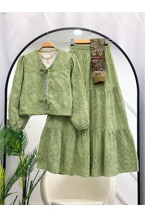 ست بالاتنه و پائین تنه حجاب خاکی زنانه Çan YEDİLALE - کد 932684221