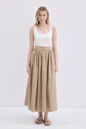 دامن بژ زنانه مخلوط کتان KADRİYE BAŞTÜRK - کد 932702762