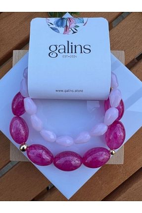 دستبند جواهر صورتی زنانه منجق Galins - کد 932707088