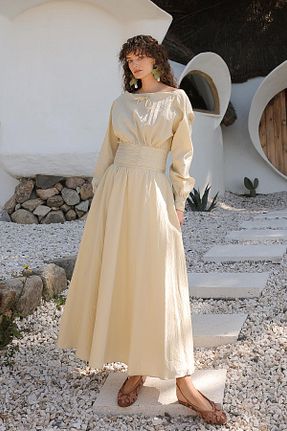 ست بالاتنه و پائین تنه حجاب زرد زنانه رگولار Olcay - کد 930828558