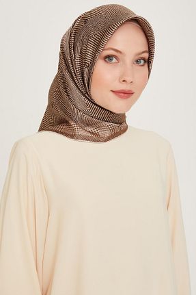 روسری طوسی کرپ ساتن ابریشم Armine - کد 879398639