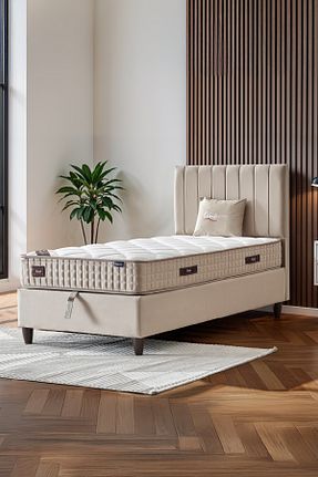 تختخواب جک دار بژ تکنفره CENNET YATAK - کد 888179092