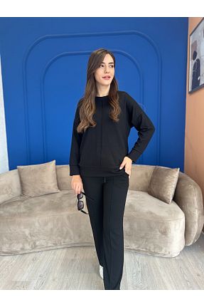 ست بالاتنه و پائین تنه مشکی زنانه بافتنی Devesta Moda - کد 863429700