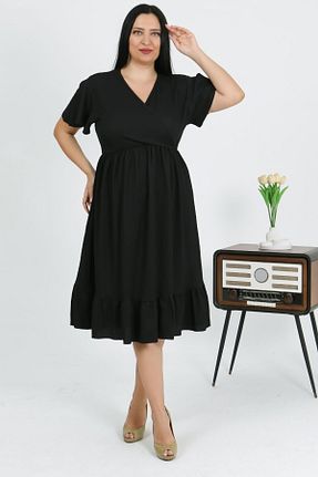 لباس سایز بزرگ مشکی زنانه Queen Crep tarzımsüper - کد 922462282