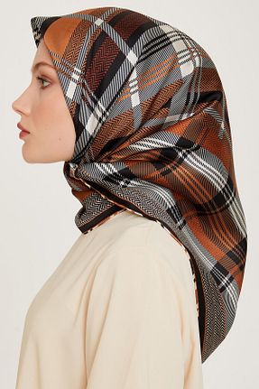 روسری زرشکی کرپ ساتن ابریشم Armine - کد 865279944