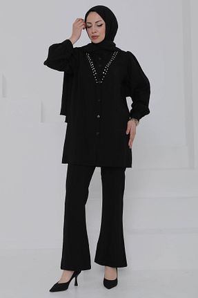ست بالاتنه و پائین تنه مشکی زنانه بافتنی TOFİSA - کد 933290625