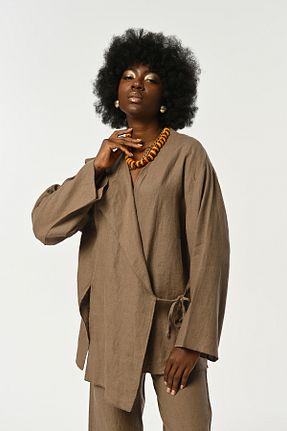 پیراهن قهوه ای زنانه یقه هفت Orfeo Negro - کد 932746622
