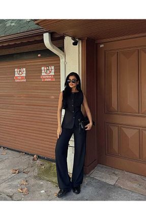 ست بالاتنه و پائین تنه مشکی زنانه بافتنی mor butik - کد 932752712