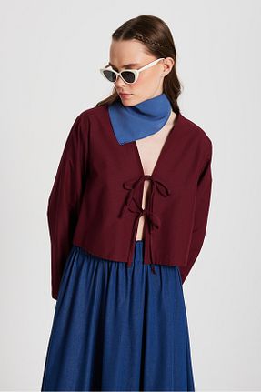 بلوز زرشکی زنانه ساده minaaise - کد 925437366