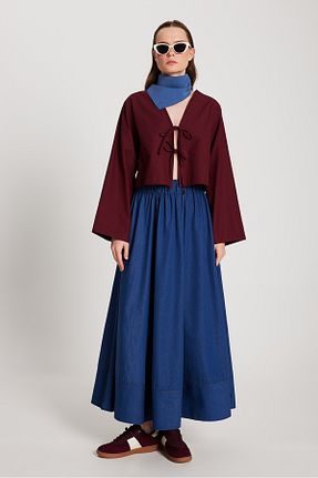 بلوز زرشکی زنانه ساده minaaise - کد 925437366