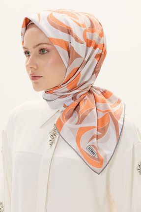 روسری نارنجی پلی استر Setrms - کد 932760615