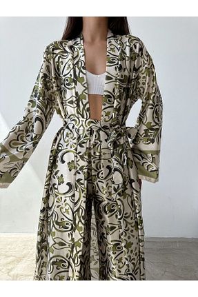 کافتان و کیمونو حجاب سبز زنانه پلی استر Swan Woman - کد 902828970