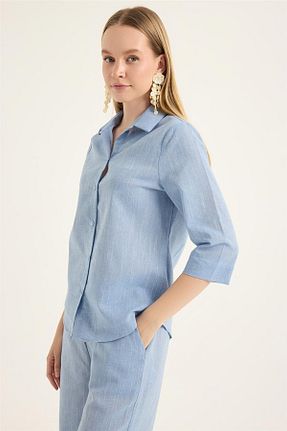 پیراهن آبی زنانه یقه پیراهنی Home Store - کد 932798286