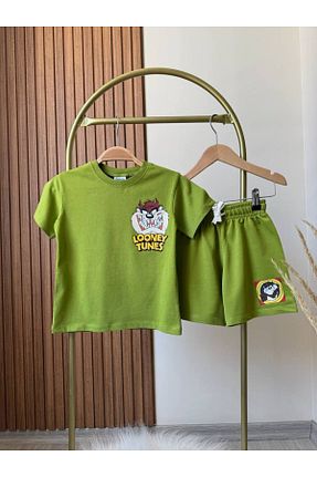 ست بالاتنه و پائین تنه سبز بچه گانه بافت KidsSel - کد 932792911