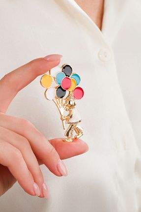 سنجاق سینه زرد بچه گانه نخ متالیک پلی آمید MRK - کد 932790526