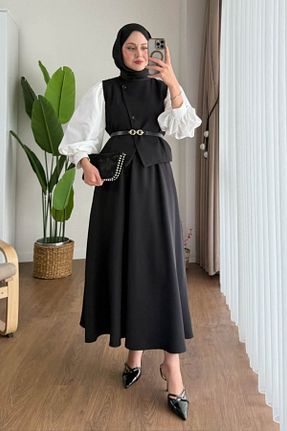 ست بالاتنه و پائین تنه حجاب مشکی زنانه گشاد SUWWE - کد 920693776