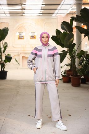 ست بالاتنه و پائین تنه حجاب طوسی زنانه رگولار MİMİ Luxury Wear - کد 899866989