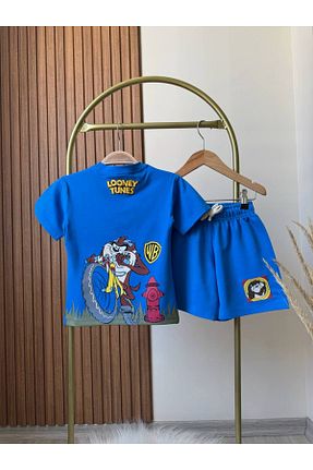 ست بالاتنه و پائین تنه آبی بچه گانه بافت KidsSel - کد 932819163