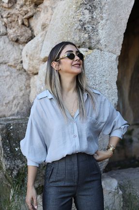 پیراهن طوسی زنانه اورسایز bytugcekaya - کد 932825077
