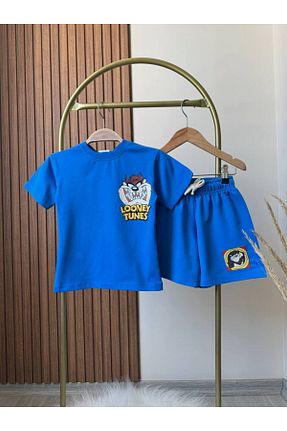 ست بالاتنه و پائین تنه آبی بچه گانه بافت KidsSel - کد 932819163