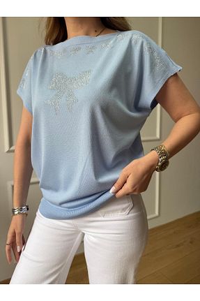 بلوز آبی زنانه ساده Size Özgü - کد 932883743