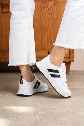 کفش اسنیکر سفید زنانه بند دار galya shoes - کد 932881629