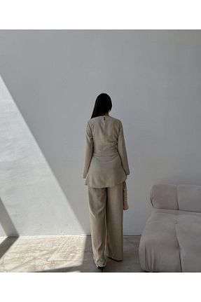 ست بالاتنه و پائین تنه بژ زنانه مخلوط کتان Swan Woman - کد 929703902