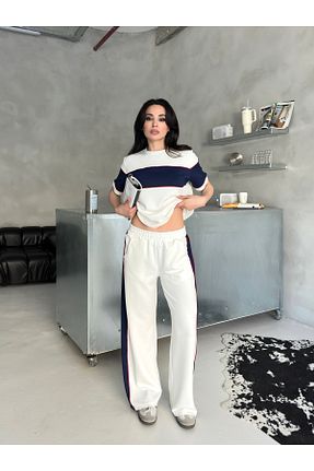 ست بالاتنه و پائین تنه سفید زنانه بافتنی badibadii - کد 904046203