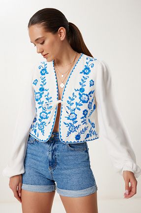 بلوز مشکی زنانه گلدار Lovelyİstanbul - کد 932908473