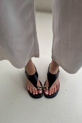 صندل مشکی زنانه پاشنه تخت SHOEBELLAS - کد 932903372