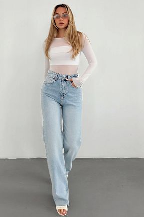 شلوار جین رنگی زنانه پاچه گشاد Motto Beyoğlu - کد 932914102
